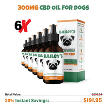 Load image into Gallery viewer, Bailey&#39;s CBD Oil For Dogs | 300MG 30ML Standard Size Bottle - Shire Leaf
