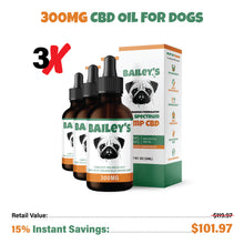 Load image into Gallery viewer, Bailey&#39;s CBD Oil For Dogs | 300MG 30ML Standard Size Bottle - Shire Leaf
