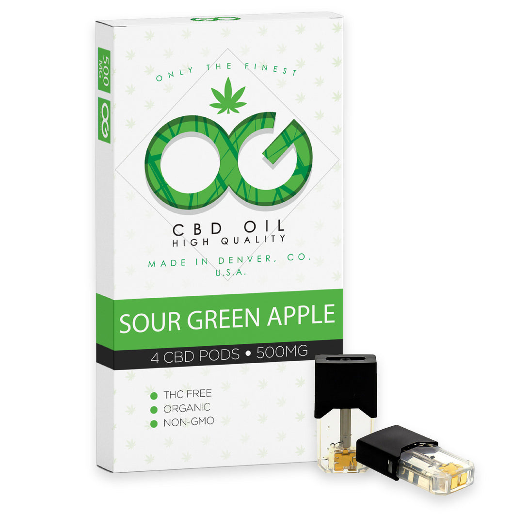 OG Labs - Sour Green Apple CBD Pods (Pack of 4) - Shire Leaf